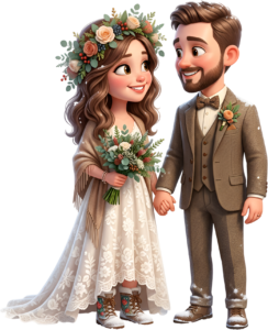 Cool Chibi Wedding Couple with Rock-On Gesture, a confident PNG illustration 35 - Cool Chibi Wedding Couple with Rock-On Gesture, a confident PNG illustration Free PNG Download
