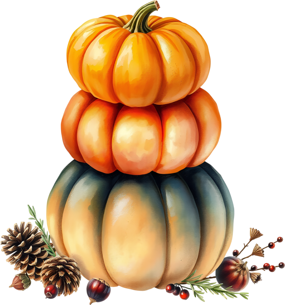 Visualize a stacked pumpkin arrangement featuring natural elements, an Autumn PNG illustration for fall decor. 1 - Visualize a stacked pumpkin arrangement featuring natural elements, an Autumn PNG illustration for fall decor. Free PNG Download