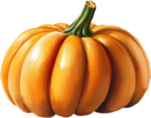 Presenting a beautifully rendered orange pumpkin, an Autumn seasonal PNG illustration with realistic textures.