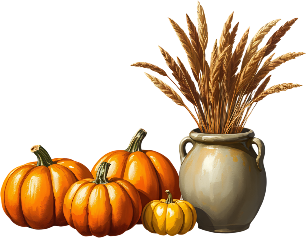 Create stunning fall scenes using multiple pumpkins and a rustic vase with wheat, an Autumn PNG illustration. 1 - Create stunning fall scenes using multiple pumpkins and a rustic vase with wheat, an Autumn PNG illustration. Free PNG Download