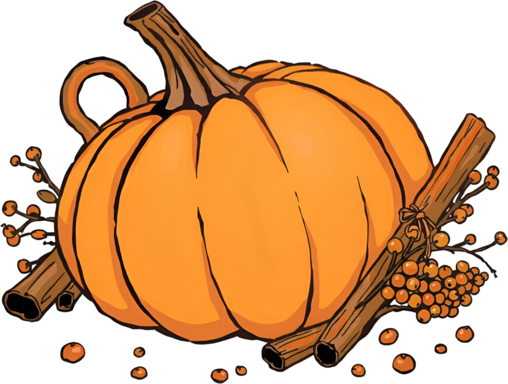 Craft a cozy fall display using a pumpkin adorned with cinnamon sticks and berries, an Autumn PNG illustration. 1 - Craft a cozy fall display using a pumpkin adorned with cinnamon sticks and berries, an Autumn PNG illustration. Free PNG Download