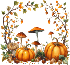 Acquire this cozy Autumn Pumpkin Basket Illustration, enriched with acorns and diverse fall leaves, an ideal PNG for warmth-themed projects 36 - Acquire this cozy Autumn Pumpkin Basket Illustration, enriched with acorns and diverse fall leaves, an ideal PNG for warmth-themed projects Free PNG Download