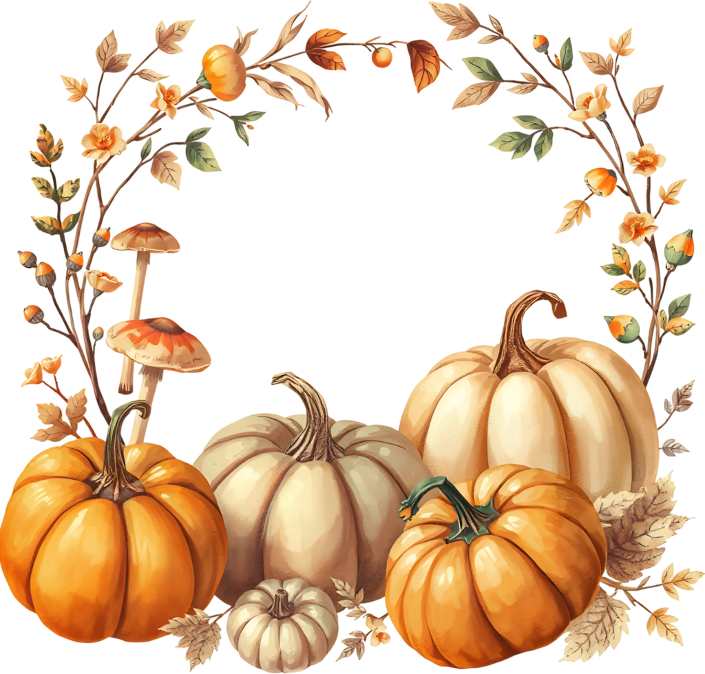 Create delightful autumn frames with pumpkins and fall foliage in a charming wreath, a versatile PNG illustration. 1 - Create delightful autumn frames with pumpkins and fall foliage in a charming wreath, a versatile PNG illustration. Free PNG Download