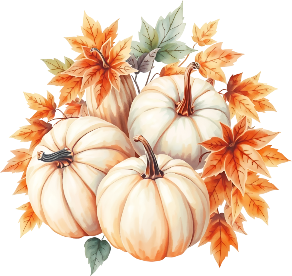 - Construct beautiful autumn arrangements with a cluster of white pumpkins and vibrant fall leaves, a stylish PNG illustration. Free PNG Download