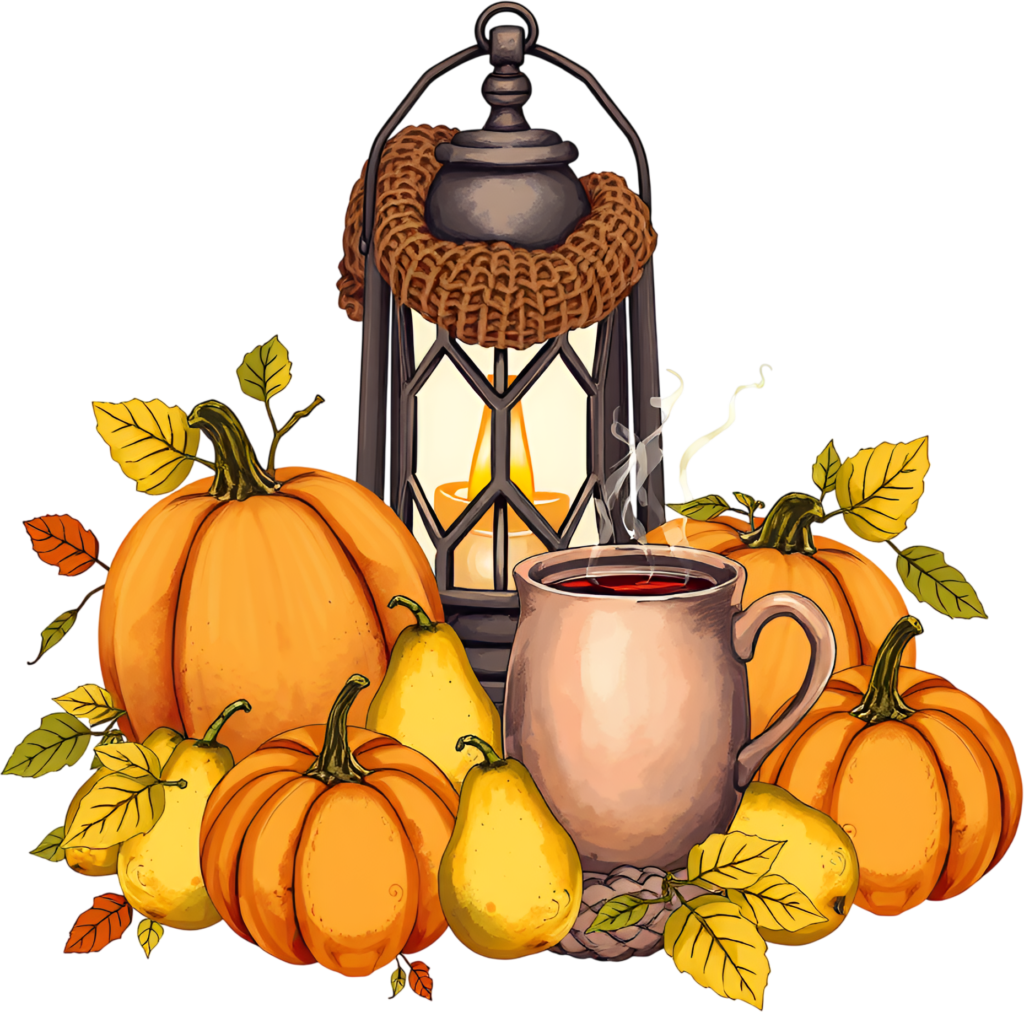 Curate inviting fall scenes with pumpkins, pears, a cozy mug, and a lit lantern Fall PNG Illustration 1 - Curate inviting fall scenes with pumpkins, pears, a cozy mug, and a lit lantern Fall PNG Illustration Free PNG Download