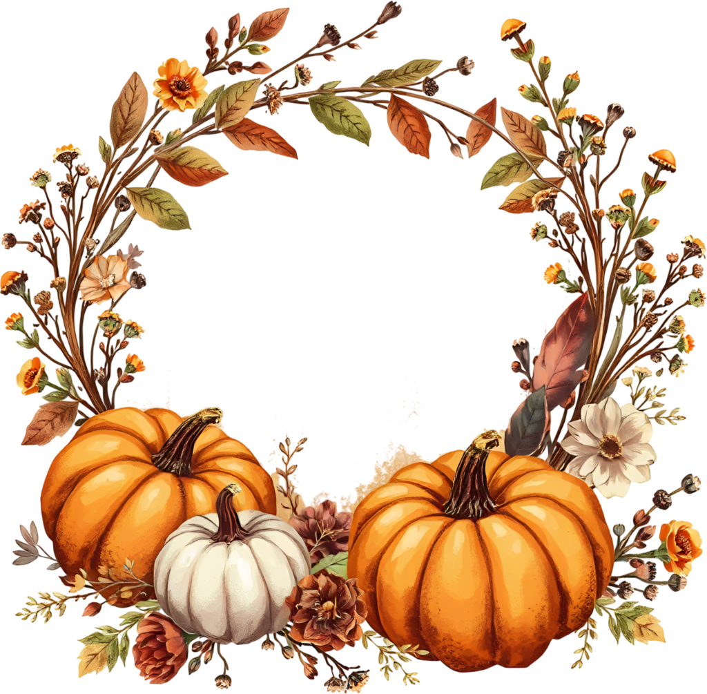 Design charming autumn wreaths with pumpkins, flowers, and natural Fall botanical elements PNG Illustration 1 - Design charming autumn wreaths with pumpkins, flowers, and natural Fall botanical elements PNG Illustration Free PNG Download