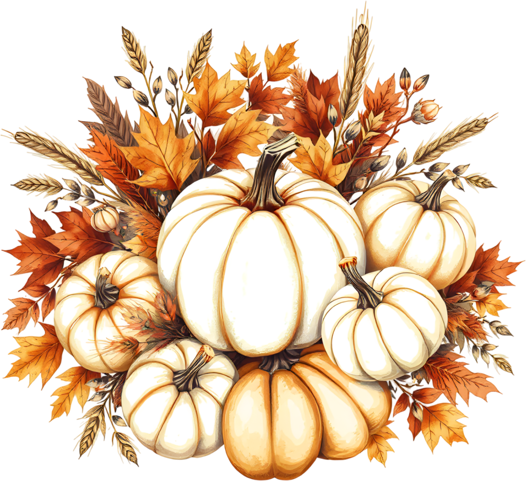 Present a bountiful autumn display of white pumpkins surrounded by golden Fall leaves PNG Illustration 1 - Present a bountiful autumn display of white pumpkins surrounded by golden Fall leaves PNG Illustration Free PNG Download
