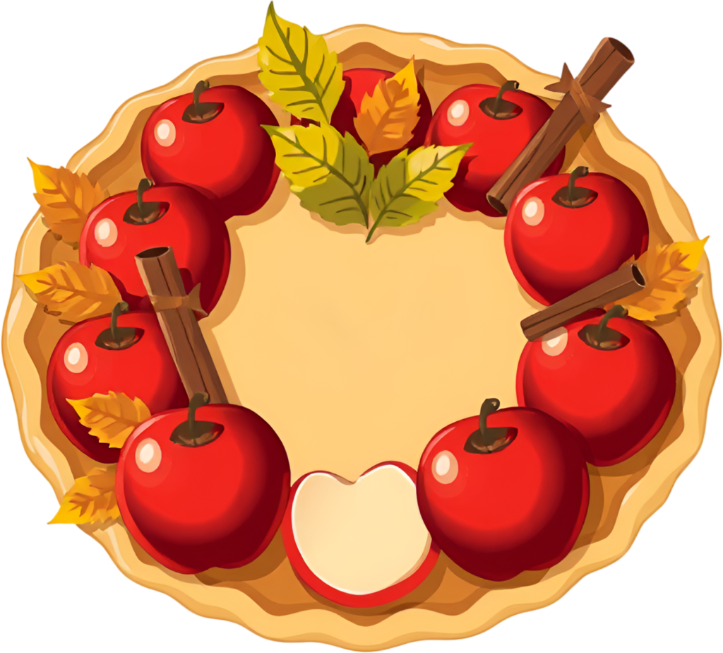 - Charming Apple and Cinnamon Stick Wreath design, perfect for Autumn Decor and Holiday Baking themes, a festive PNG Clipart Free PNG Download