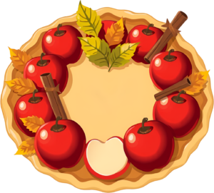 Charming Apple and Cinnamon Stick Wreath design, perfect for Autumn Decor and Holiday Baking themes, a festive PNG Clipart