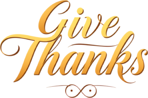 Stunning ‘Give Thanks’ golden script PNG, an elegant Thanksgiving Illustration Clipart for festive digital creations