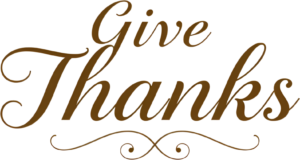 Classic ‘Give Thanks’ brown script PNG, a simple Autumn Illustration Clipart perfect for elegant holiday cards