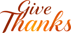 Create with this fiery ‘Give Thanks’ gradient PNG, a vivid Autumn Illustration Clipart for striking seasonal projects