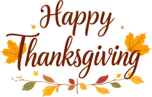 Adorn your projects with this leaf-framed ‘Happy Thanksgiving’ PNG, a charming Fall Clipart Illustration for seasonal warmth