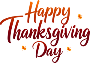 Convey warm wishes with this classic ‘Happy Thanksgiving Day’ PNG, a charming Fall Clipart Illustration for traditional greetings