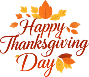 Make a statement with this vibrant ‘Happy Thanksgiving Day’ PNG, a dynamic Autumn Illustration Clipart for lively celebrations