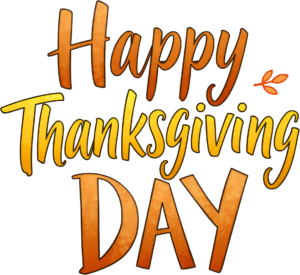 Accentuate designs with this stylish ‘Happy Thanksgiving Day’ PNG, a graceful Fall Clipart Illustration for elegant seasonal projects