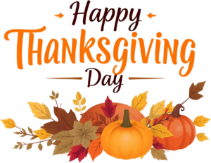 Commemorate the holiday with this elegant ‘Happy Thanksgiving Day’ PNG, a sophisticated Fall Clipart Illustration for premium projects