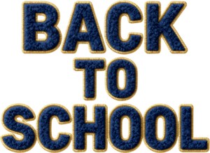 Vibrant fuzzy blue Back to School text, an essential premium clipart illustration for academic projects PNG