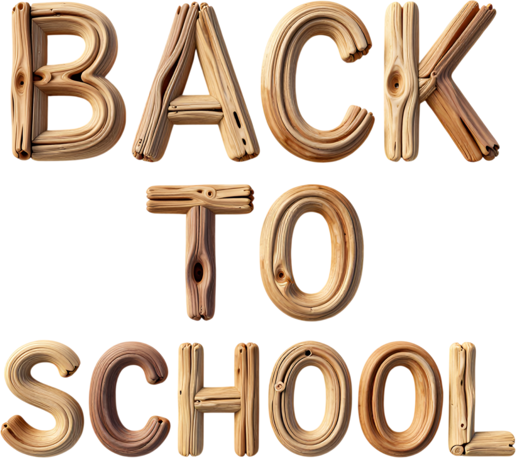 Rustic wooden Back to School word art, an organic nature-inspired illustration for educational clipart PNG 1 - Rustic wooden Back to School word art, an organic nature-inspired illustration for educational clipart PNG Free PNG Download
