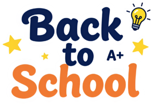 Engaging Back to School design, featuring A+ rating and bright stars, an expressive illustration clipart PNG