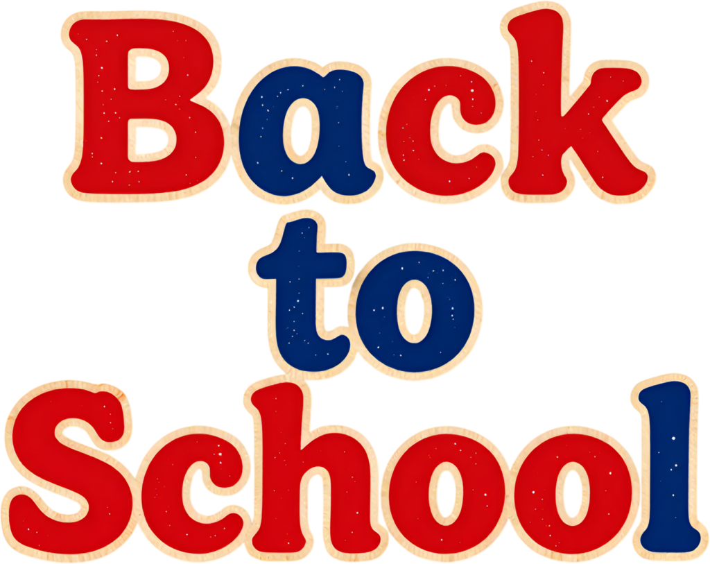 Bold red and blue Back to School text, a classic illustration with subtle texture for clipart PNG 1 - Bold red and blue Back to School text, a classic illustration with subtle texture for clipart PNG Free PNG Download