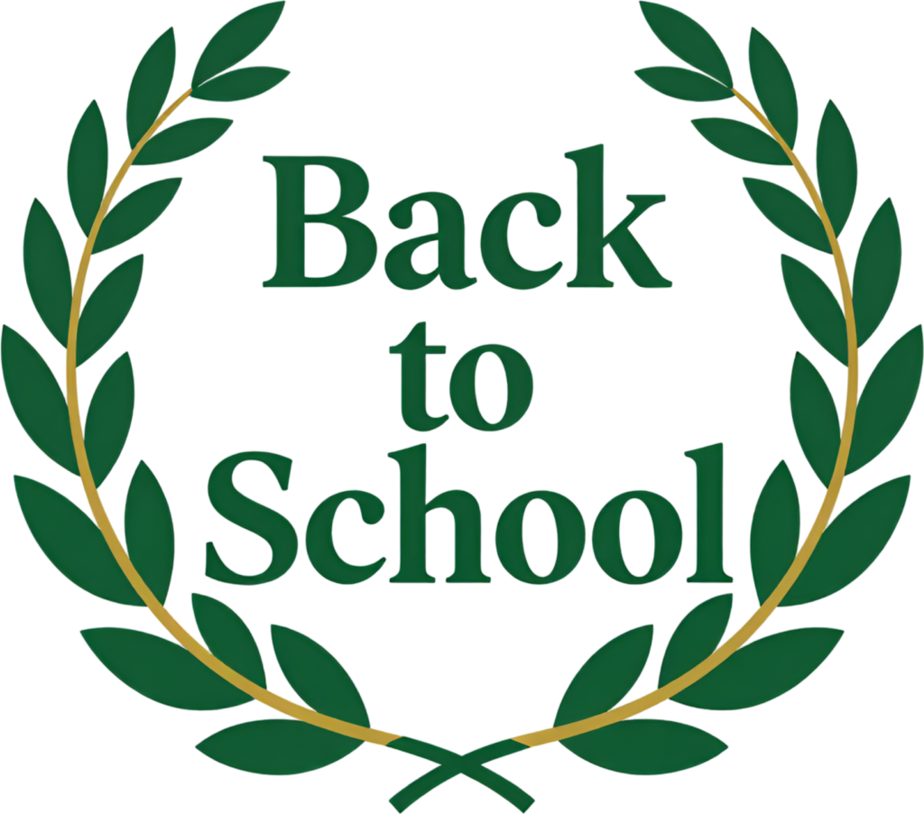 - Elegant Back to School wordmark encircled by a laurel wreath, a sophisticated illustration for clipart PNG Free PNG Download