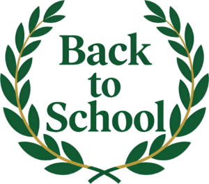 Elegant Back to School wordmark encircled by a laurel wreath, a sophisticated illustration for clipart PNG