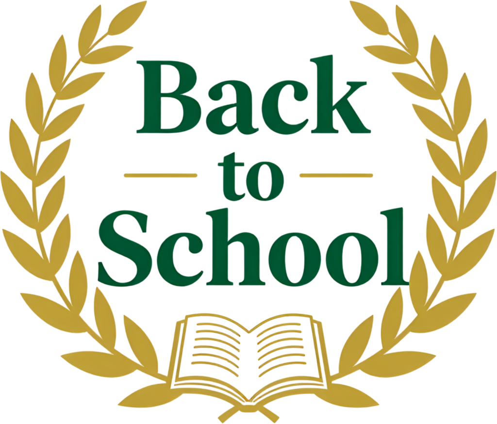 Distinguished Back to School design, an open book within a laurel wreath, ideal illustration clipart PNG 1 - Distinguished Back to School design, an open book within a laurel wreath, ideal illustration clipart PNG Free PNG Download