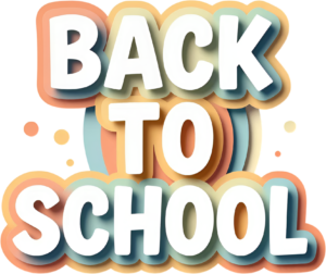 Layered pastel Back to School message, featuring a subtle shadow effect, a soft illustration clipart PNG