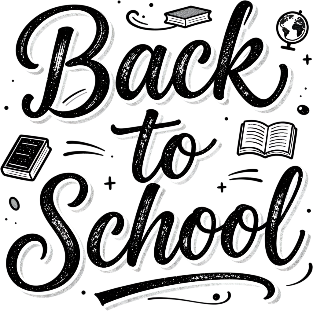 Stylish monochrome Back to School calligraphy, adorned with books and abstract elements, a contemporary illustration clipart PNG 1 - Stylish monochrome Back to School calligraphy, adorned with books and abstract elements, a contemporary illustration clipart PNG Free PNG Download