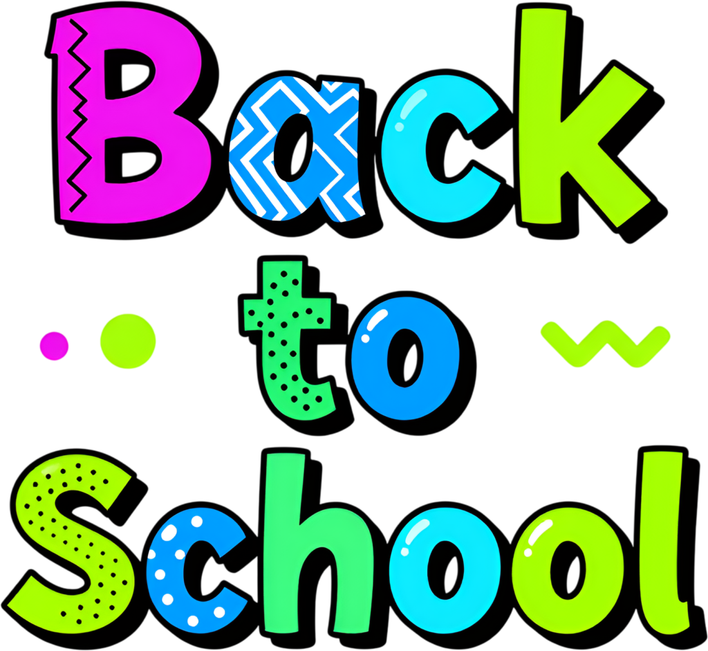 Energetic neon Back to School phrase, showcasing bold colors and polka dot textures, a lively illustration clipart PNG 1 - Energetic neon Back to School phrase, showcasing bold colors and polka dot textures, a lively illustration clipart PNG Free PNG Download