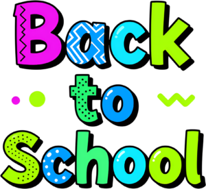 Energetic neon Back to School phrase, showcasing bold colors and polka dot textures, a lively illustration clipart PNG
