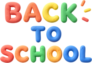 Discover this unique Play-Doh textured “BACK TO SCHOOL” wordmark clipart, an adorable PNG for vibrant learning resources.