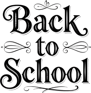 Craft with this elegant ornate “Back to School” wordmark, a sophisticated PNG clipart for classic academic announcements.