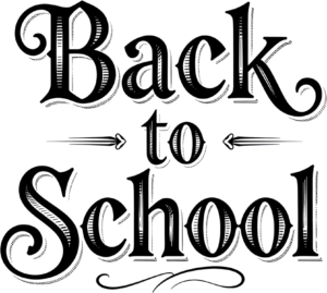 Elevate projects with this decorative “Back to School” wordmark, a stylish PNG clipart for formal academic event invitations.