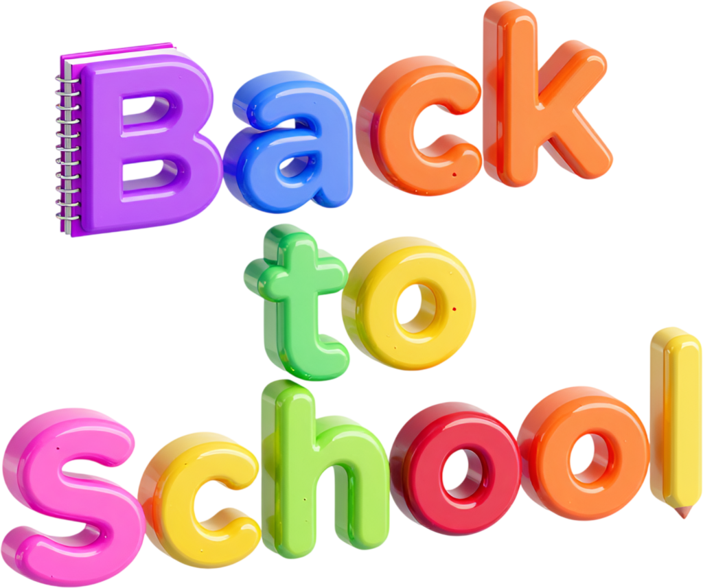 Spark joy with this playful 3D "Back to School" wordmark, a glossy PNG clipart for children's educational stationery. 1 - Spark joy with this playful 3D "Back to School" wordmark, a glossy PNG clipart for children's educational stationery. Free PNG Download