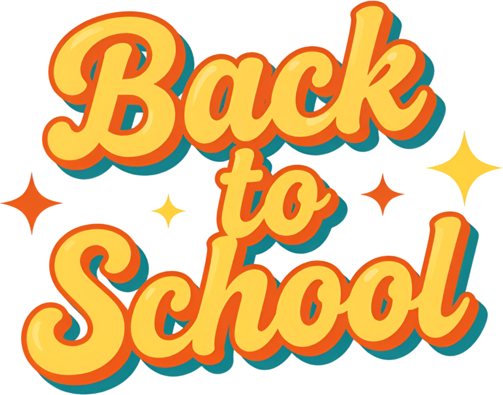 Get groovy with this retro 70s "Back to School" wordmark, a vibrant PNG clipart for vintage-themed academic marketing. 1 - Get groovy with this retro 70s "Back to School" wordmark, a vibrant PNG clipart for vintage-themed academic marketing. Free PNG Download