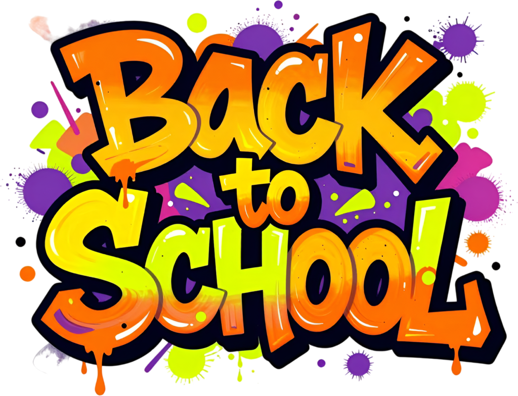 Unleash creativity with this graffiti-style "Back to School" wordmark, a vibrant PNG clipart for urban youth marketing designs. 1 - Unleash creativity with this graffiti-style "Back to School" wordmark, a vibrant PNG clipart for urban youth marketing designs. Free PNG Download