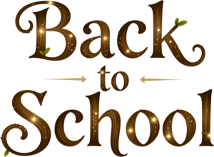 Spark wonder with this enchanting wood grain “Back to School” wordmark, a magical PNG clipart for storybook themes.