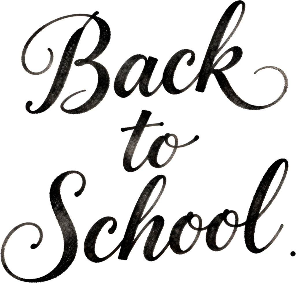 - Impress with this artistic script "Back to School" wordmark, an ink-brushed PNG clipart for creative personalized stationery. Free PNG Download