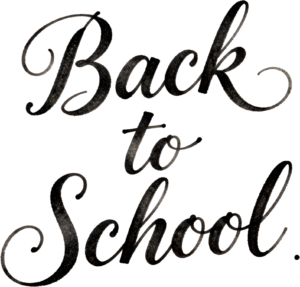 Impress with this artistic script “Back to School” wordmark, an ink-brushed PNG clipart for creative personalized stationery.