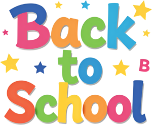 Add cheer to learning with this playful multi-color “Back to School” wordmark, a cheerful PNG clipart for children’s decor.