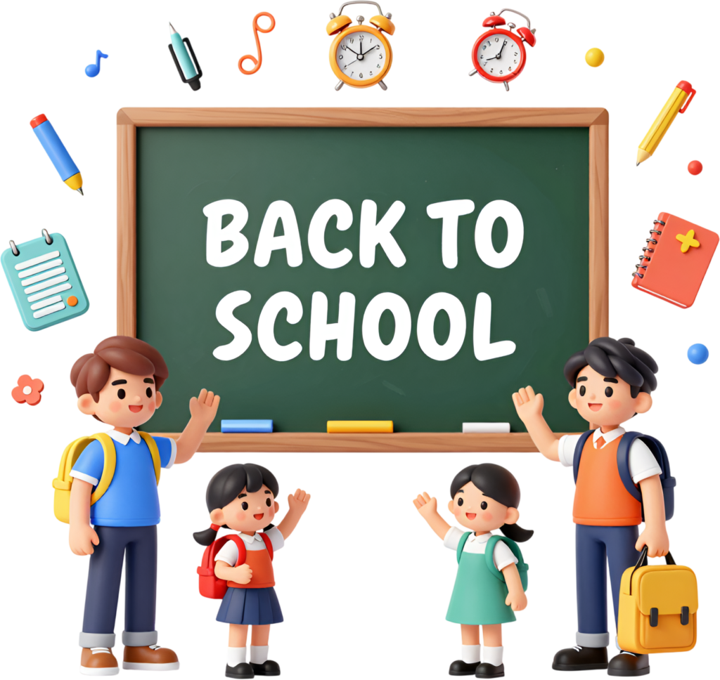 Enhance digital learning with this cheerful 3D "Back to School" wordmark, a cute PNG clipart for kid-friendly educational assets. 1 - Enhance digital learning with this cheerful 3D "Back to School" wordmark, a cute PNG clipart for kid-friendly educational assets. Free PNG Download