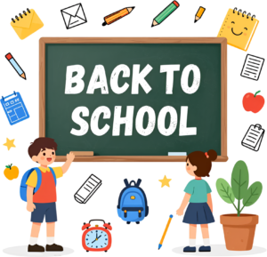 Drive engagement with this doodle-style “Back to School” wordmark, a playful PNG clipart for interactive learning materials.