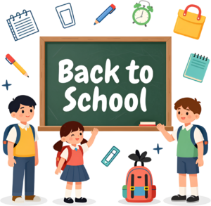 Support education with this playful doodle “Back to School” wordmark, a charming PNG clipart for primary classroom visual aids.