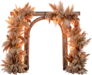 Boho Rustic Arch Illustration PNG Pampas Grass Wedding Backdrop