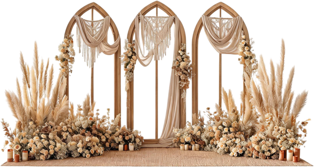 Boho Wedding Backdrop Illustration PNG Digital Archway Graphic 1 - Boho Wedding Backdrop Illustration PNG Digital Archway Graphic Free PNG Download