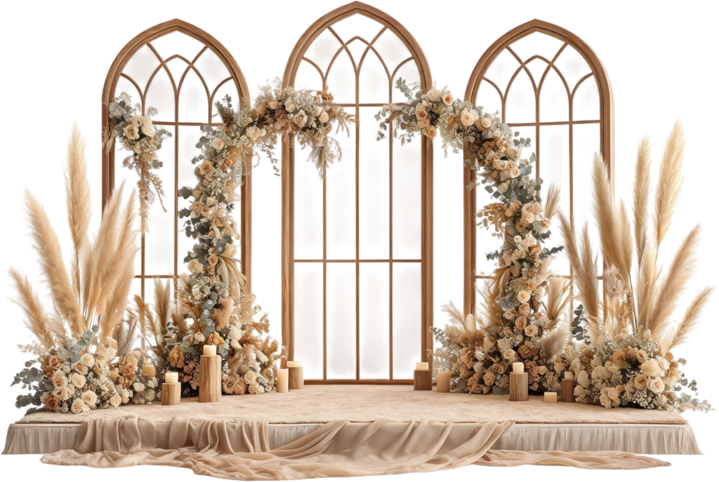- Boho Gothic Window Illustration PNG Wedding Arch with Pampas Grass Free PNG Download
