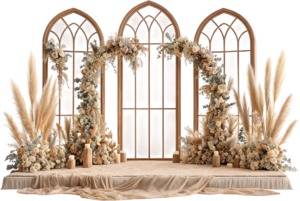 Boho Gothic Window Illustration PNG Wedding Arch with Pampas Grass