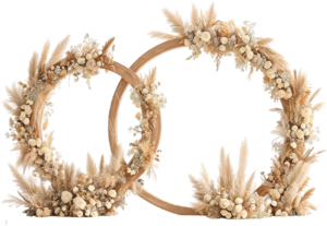 Boho Dried Floral Circle Illustration PNG Wedding Backdrop Clipart